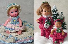 Images of 2 completed crochet krissy outfits from CrochetCraftsByHelga